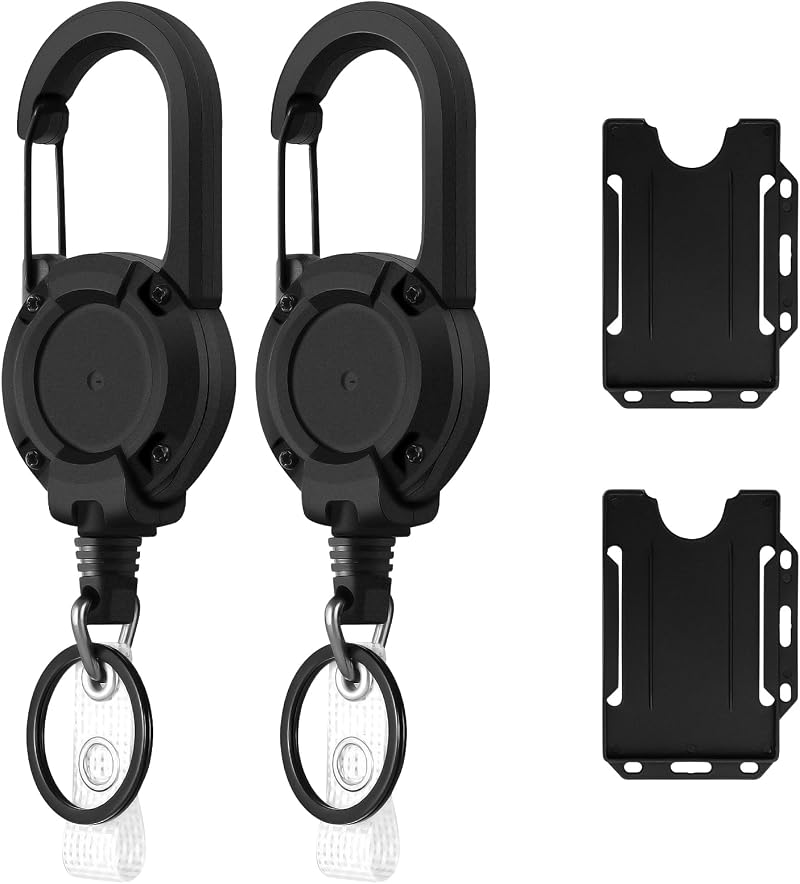 Yafe 2 Pack Heavy Duty Retractable Keychain with 25” Steel Cord & Badge Holder
