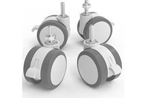 JOY worker Lockable Stem Caster Wheels Set of 4, Metric M8 Nylon Threaded Swivel Caster, 2.5 Inch Stem Casters Replacement for Standing Desk & Mobile Desk, Each Load Capacity 110lbs, White
