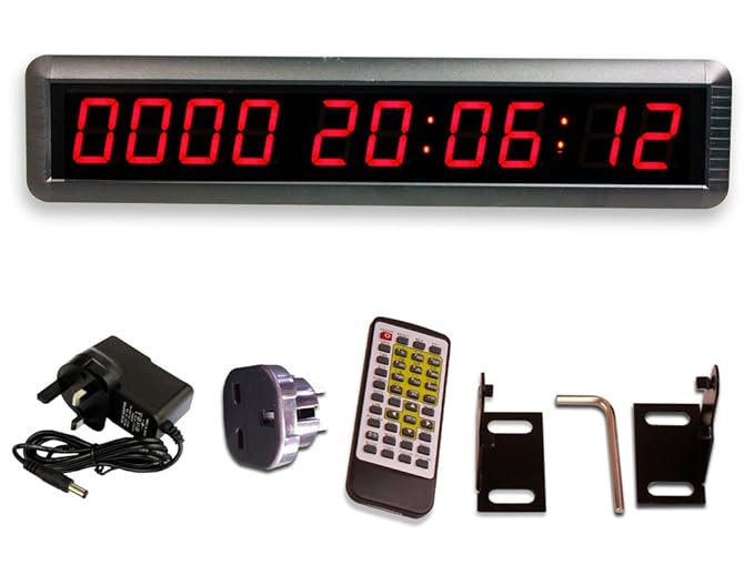 EU 1.8' LED Days Countdown CountUP and Clock Red Color 10 Digits 9999 Days with Hours Minutes Seconds IR Remote Control Alumi