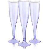 WDF 36 Pack Clear Purple Plastic Champagne Flutes - 7OZ Purple Champagne Flutes Plastic Champagne Glasses Disposable for Party Wedding New Year's