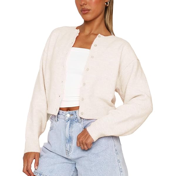 Womens Y2K Cardigan Sweaters Long Sleeve Open Front Button Down
