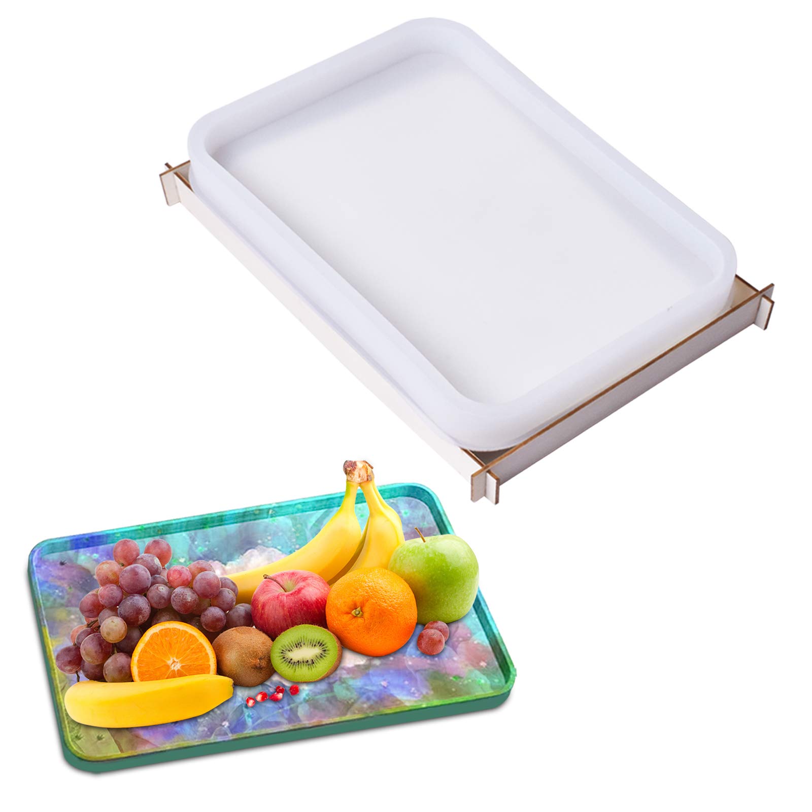 AvoDovA Large Tray Resin Moulds, Silicone Tray Moulds for Resin, 28 x 19cm Rectangle Fruit Plate Mould, Epoxy Resin Casting Molds for DIY Jewellry Holder, Coaster Resin Tea Tray Making