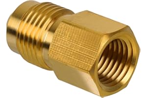 JUWO 3/8" Male Flare x 1/4" NPT Female Brass Tube Fitting, Union Reducing Coupling, Gas Adapter, Durable Brass Pipe Connector