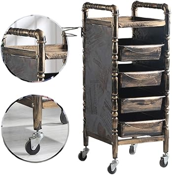 Salon Spa Trolley Retro Hairdressing Trolley With 5 Drawers Hair