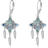 Celtic Knot Earrings Sterling Silver Celtic Dangle Earrings Abalone Jewelry Irish Gift for Women