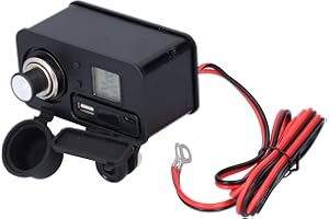 12V Motorcycle Waterproof USB Type C Power Supply Adapter with Cigarette Lighter (Black)