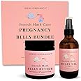 Irene Organics Belly Bundle Organic Belly Butter and Oil for Pregnancy Stretch Mark Prevention and Treatment - Award Winning Skincare For Pregnancy and Postpartum - Mother's Day Gift Set (Small)