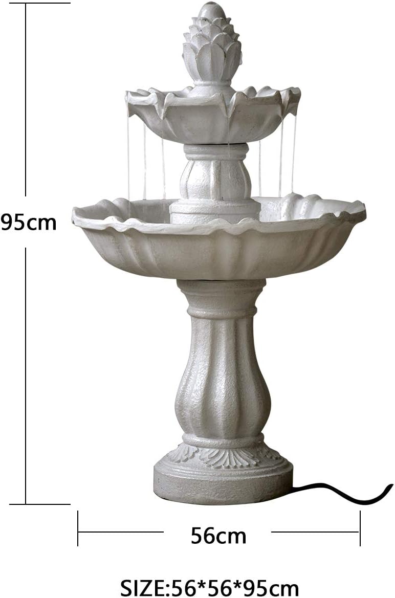 SEINHIJO 2 Tier Outdoor Water Fountain 22" High Floor Waterfall with Pineapple Top for Garden Backyard Patio Porch Decor: Kitchen & Dining