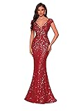 Womens Sequined Long Evening Gown Glamous