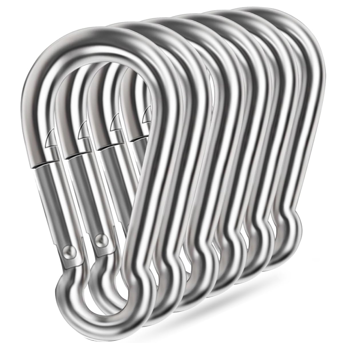 Large Spring Snap Hooks, 304 Stainless Steel Carabiner Clip Heavy Duty Rope Connector Link Buckle 1/2 3/8 Clip for Gym Equipment Hammock Swing (5.5inch(M12)-6Pcs)