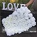 PARTY JOY Artificial Silk Rose Flower Heads Fabric Floral DIY For Wedding Home Flower Wall Decor,Pack of 10 (Milk white)