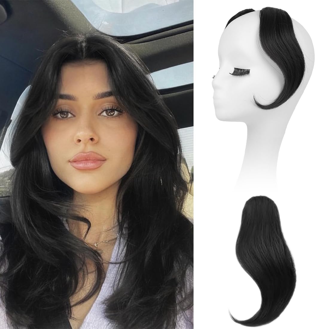 Side Bangs Clip in Bangs, 2Pcs Clip On Bangs for Women, Hair Clip in Bangs Fringe Natural Look, Fake Bangs Fringe Hair Extensions for Daily Wear(Natural Black) — image 1