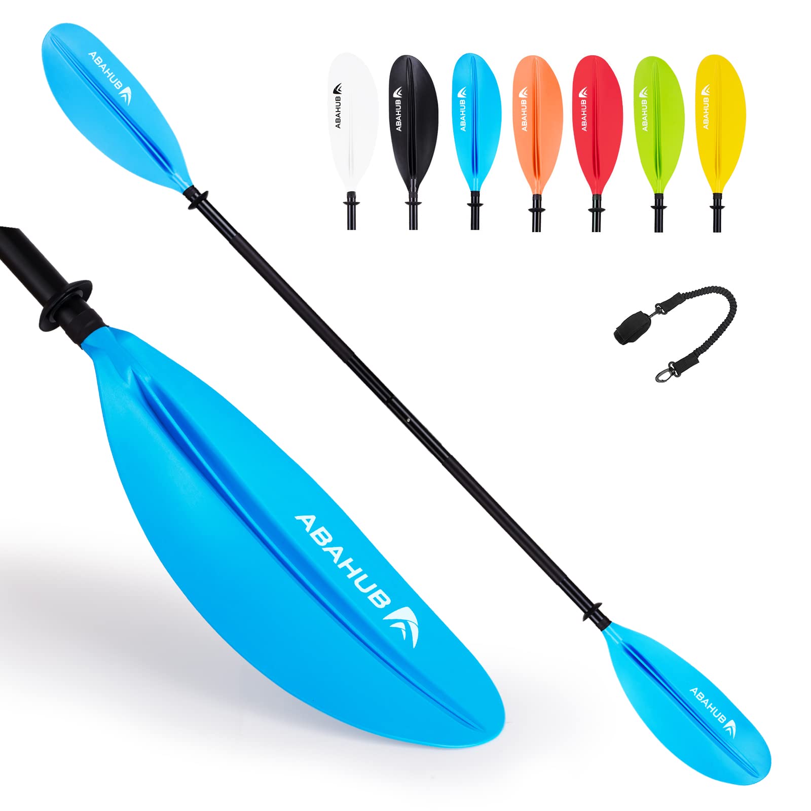 Abahub 1 x Kayak Paddles, 95 Inch Kayaking Oars for Boating, Canoeing with Free Paddle Leash, Aluminum Alloy Shaft Blue Plastic Blade