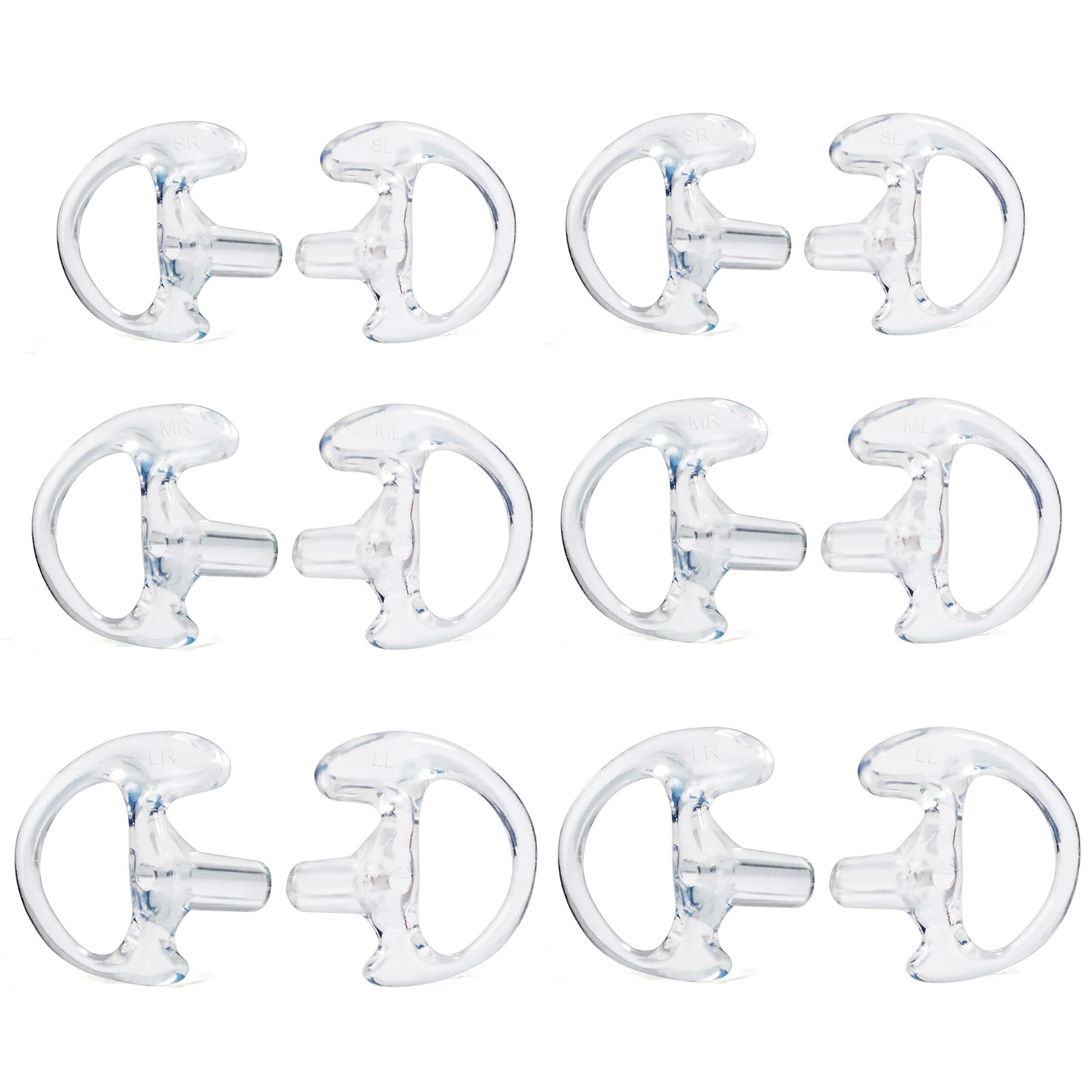 UAYESOK Replacement Earmold Soft Silicone Ear Buds Eartips for Motorola Kenwood Two Way Radio Air Acoustic Coil Tube Walkie Talkie Covert Earpiece Headset (SML*2, Transparent)