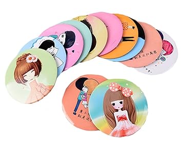 Amazon 鏡 缶ミラー 手鏡 丸型 ミラー かわいい おしゃれ 缶バッチ