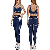 AFZ Yoga Sets for Women with Pockets 2 Piece Workout Pilates Outfits Leggings Sports Bra Athletic Sets