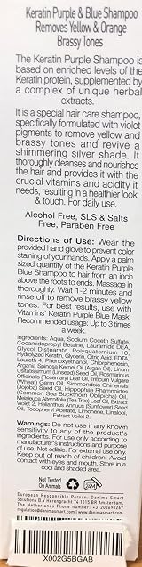 VITAMINS hair cosmetics Purple Shampoo Blonde Hair Toner 250ml Keratin Argan Oil view 8