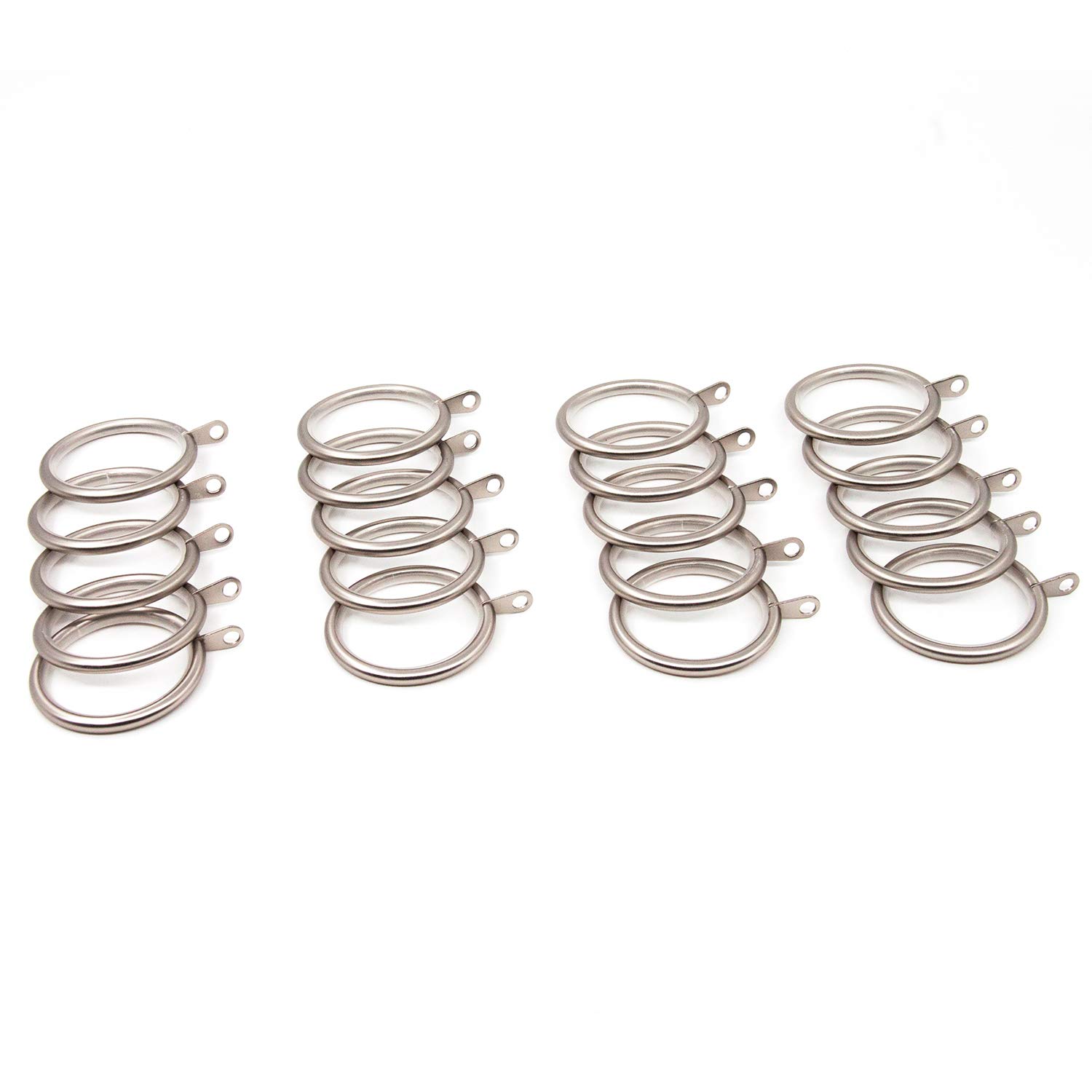 GCurtain 20 PCS Metal Curtain Rings, 45mm Internal Diameter, Curtain Pole Rings with Eyelet, Silent Glide, Brushed Nickel