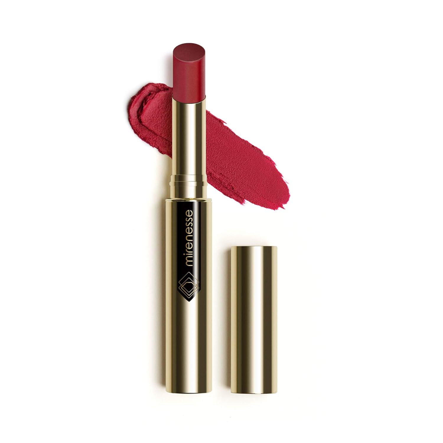 Mirenesse French Kiss Velvet Matte Lipstick in Red, Hydrating Velvet Matte Finish with Vitamin C + Vitamin E, Vegan and Toxin Free, 6 Pleasure .07 oz