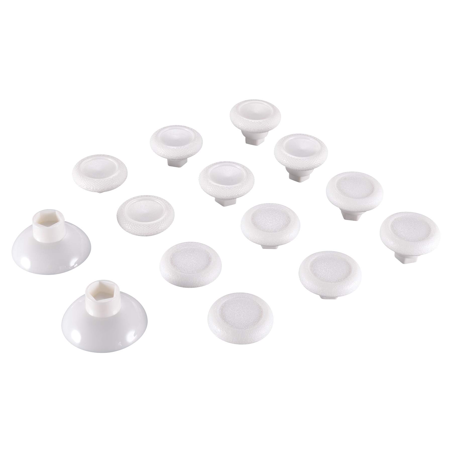 eXtremeRate White Plastic Bottom Removable Thumbstick Joystick for PS5 for PS4 All Model Controller, Replacement Parts Adjustable Height Analog Thumb Stick for Xbox One S X Elite Controller