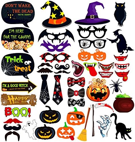 Alimitopia Prank Photo Booth Props Kit Funny Paper Beard Dress Up Accessories for Halloween Party(47pcs)