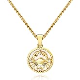 BONJOULRY 18K Gold Plated Zodiac Necklace for Women, Zodiac Pendant Necklace Dainty Constellation Charm Jewelry Unique Birthday Gift for Women