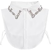 Shinywear Pearl Fake Collars Detachable Dickey Collar Blouse Half Shirt Crystal Peter Pan Faux False Collar for Women Girls