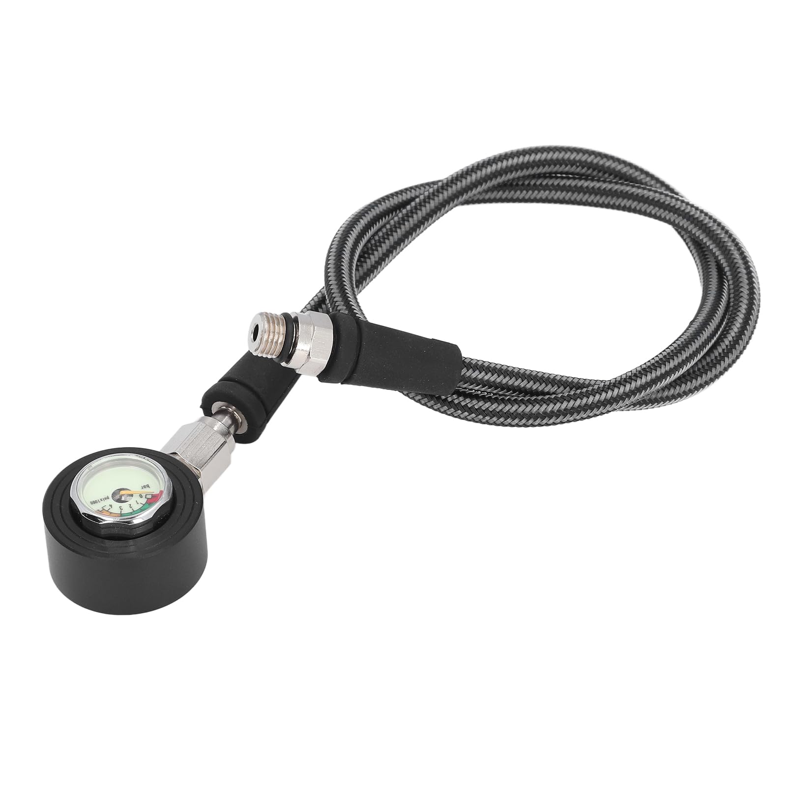 Scuba Diving Pressure Gauge, Professional Luminous Submersible Diving Night Glow Pressure Gauge, with High Pressure Hose, for BCD Regulator Underwater Diving (65cm)