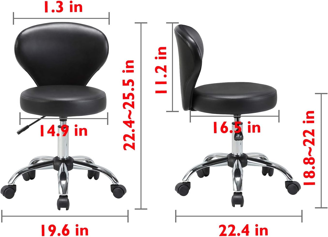 KLASIKA Rolling Swivel Salon Stool Chair with Back Support Adjustable Hydraulic for Office Massage Facial Spa Medical Drafting Tattoo Beauty Barber: Furniture & Decor