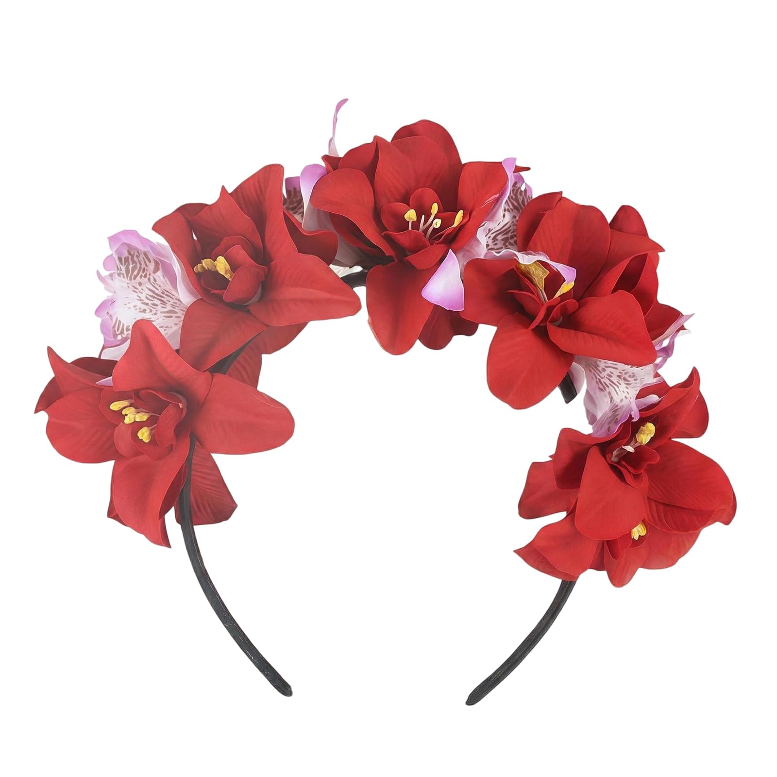Mexican Flower Crown Headband Halloween Hairband Rose Flower Crown Headpiece Floral Hair Accessories for Carnival Cosplay Party Beach Vacaton