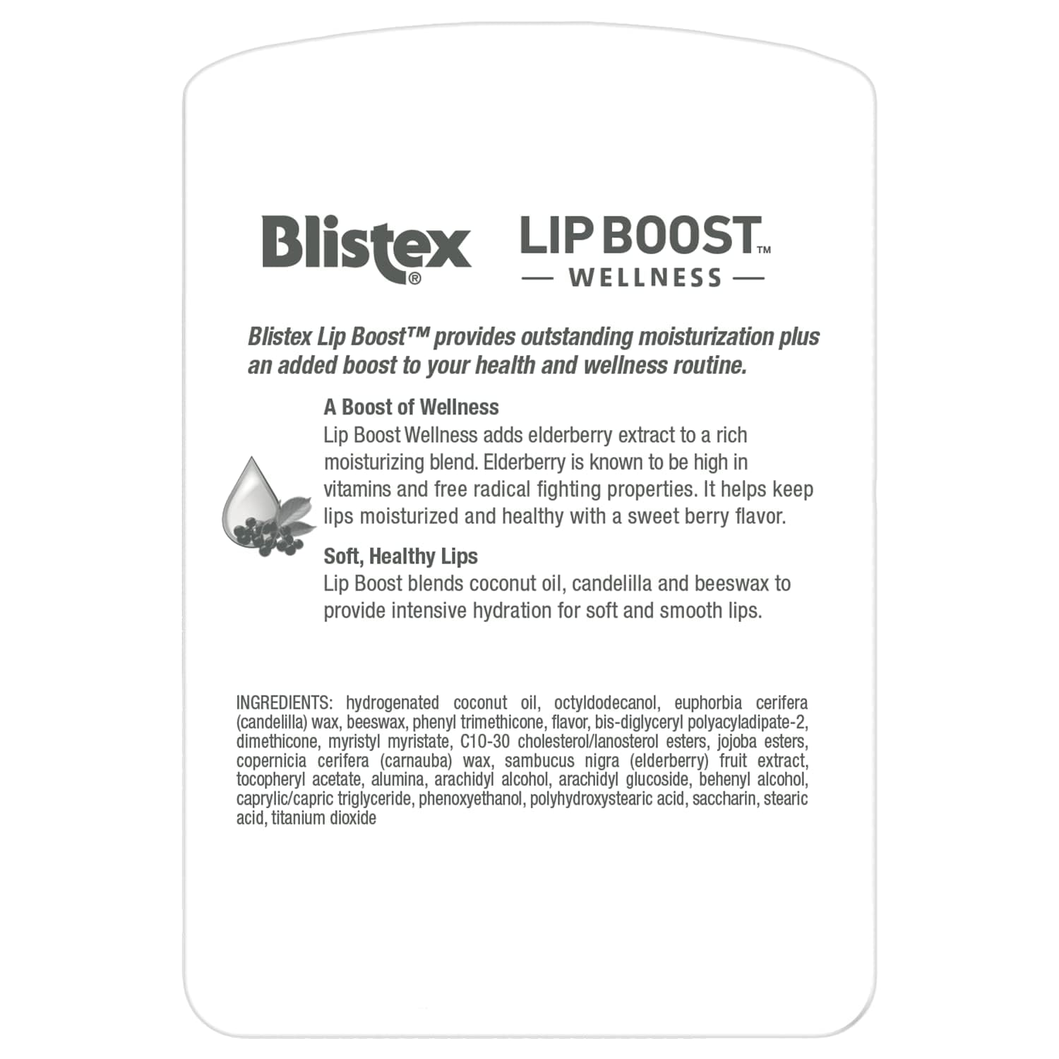 Blistex Lip Boost Wellness, Intensive Hydration from Coconut Oil & Beeswax, Elderberry Moisturizer (Pack of 2)