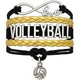 Volleyball Bracelets For Girls- Ideal Volleyball Gifts & Souvenirs. Adjustable Charm Bracelet with Moveable Letters, Infinity Symbol & Silver Volleyball Charm. Fashionable Bracelets by SportyBella.