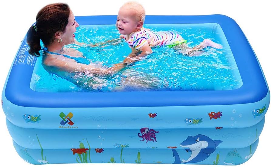 Youen Kids Inflatable Swimming Pool, Blow Up Pool for Family Adult and Toddler, Kiddy Baby Square Pool Play Center with Shark Pattern on Floor (S | 51.2''×33.4''×21.6'')