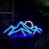 Bonuci Mountains and Moon Neon Sign Sunrise Sunset