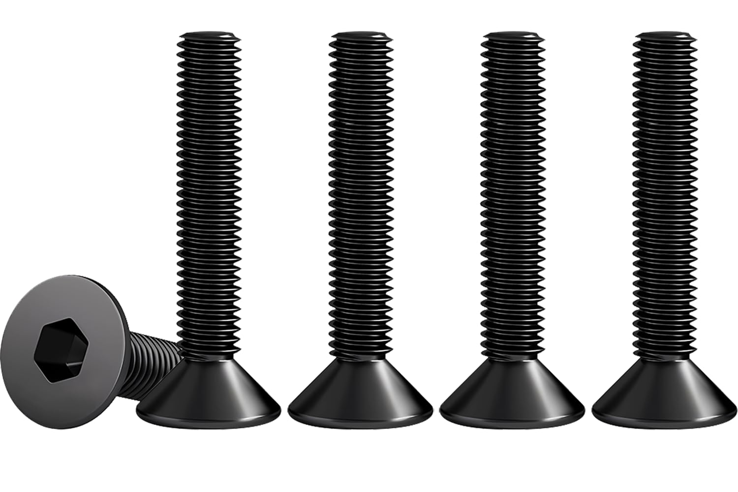 Drenky M4 Screws Black Screws M4 X 30mm 304 Stainless Steel Hex Socket Countersunk Bolts DIN 7991 / ISO 10642 Machine Screws Rustproof Flat Head Hex Socket Cap Screws (Pack of 50) — image 1