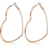 Hoop Earrings, Fashion Jewelry Statement Large Geometric Heart Hoop Earrings for Women Gift