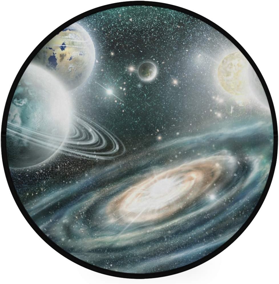 Planets Solar System Area Rugs Round Rug Non-Slip Soft Carpet Yoga Baby Kid's Play Pet Floor Mat for Bedroom Living Room