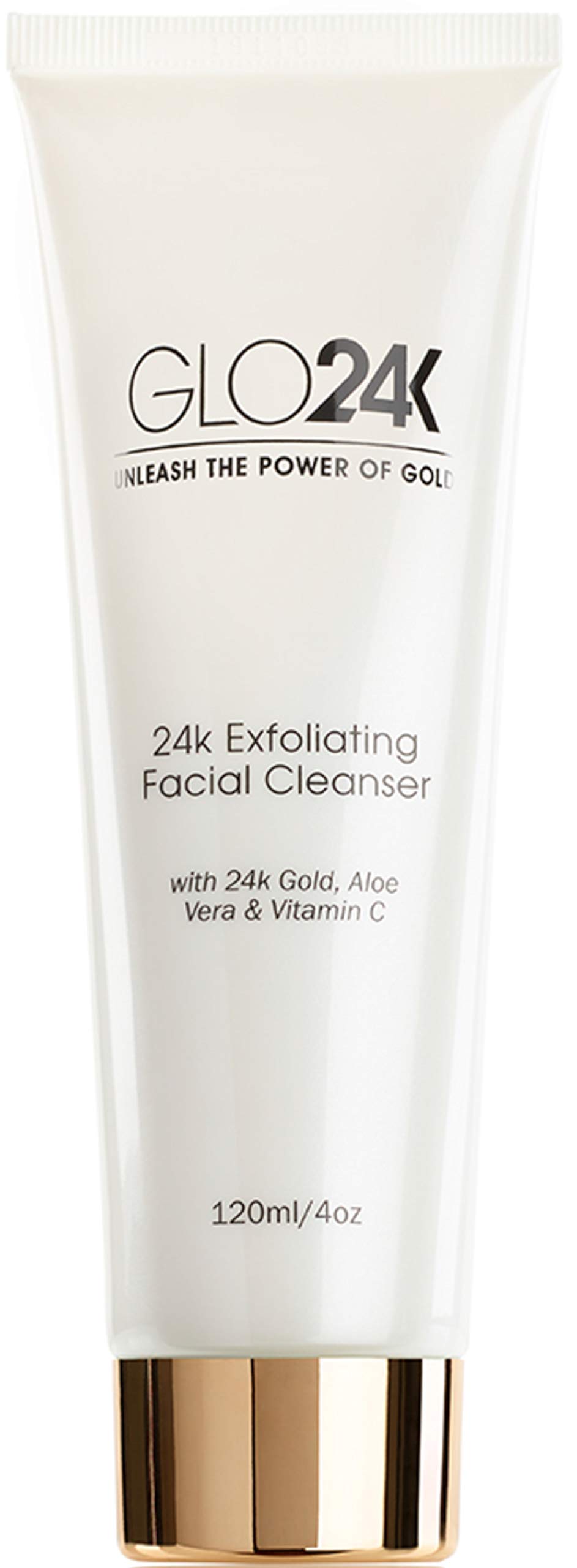 GLO24K Exfoliating Facial Cleanser with 24k Gold, Anti-Aging Microdermabrasion with Vitamins C and E