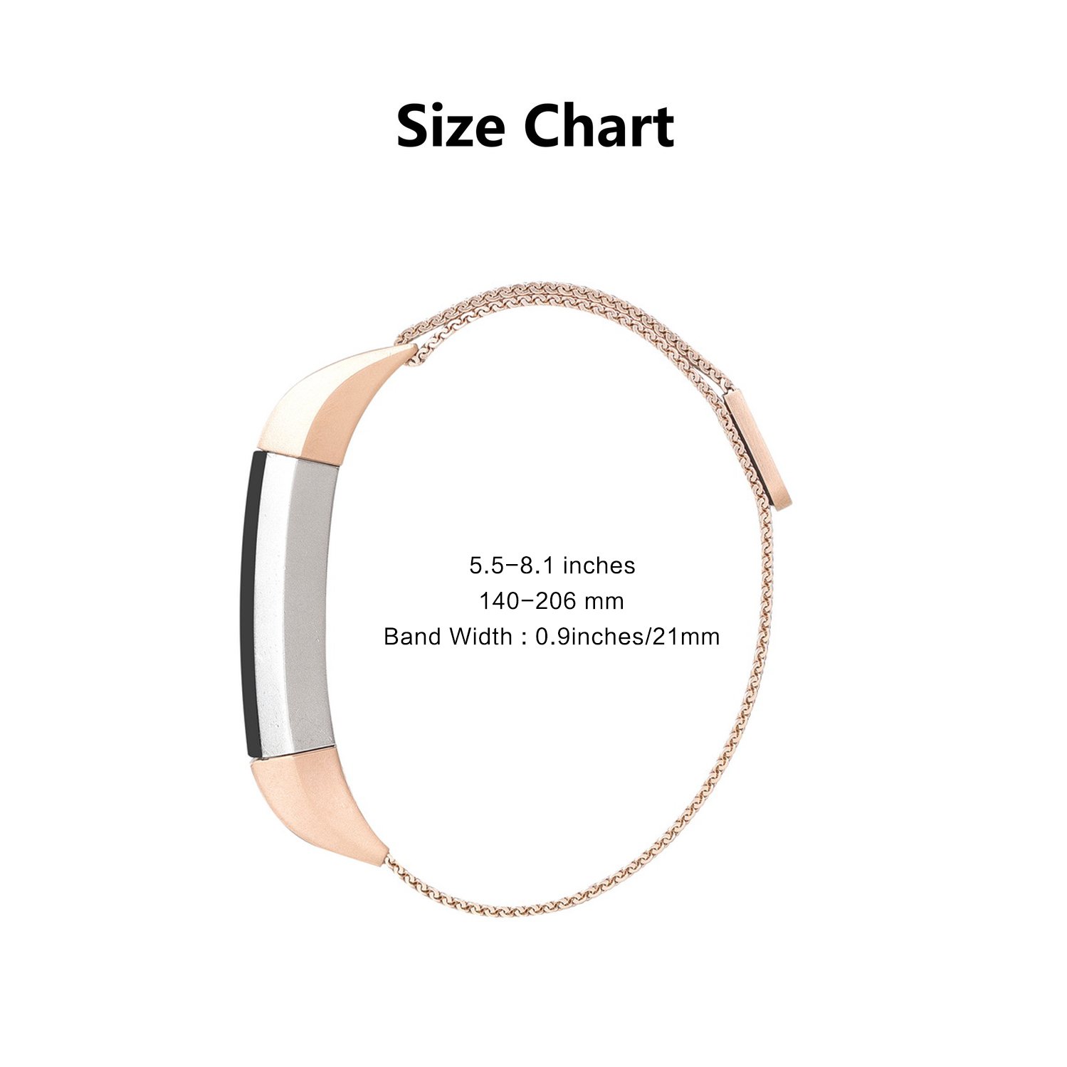 Fitbit Alta bands, MeanLove Milanese Stainless Steel Replacement Strap Bands for Fitbit Alta HR and Alta (Rose Gold, 5.5\
