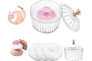 5Pcs Dusting Powder Container with Puff, 3.4 Inch Acrylic Body Powder Containers with Large Soft Puff Loose Dusting Powder Co