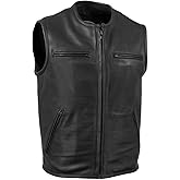 Milwaukee Leather USA MADE MLVSM5001 Men's Black Steerhide Premium Leather Motorcycle Club Style Vest