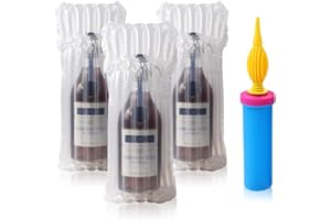 LOCKED AIR Wine Bottle Protector Bags Luggage for Airplane Travel 18 Pack Inflatable Liquor Bottle Shipper Wine Shipping Packaging Sleeve Bubble Cushion Wrap for Packing Alcohol Whiskey Beer Glass, 70μm