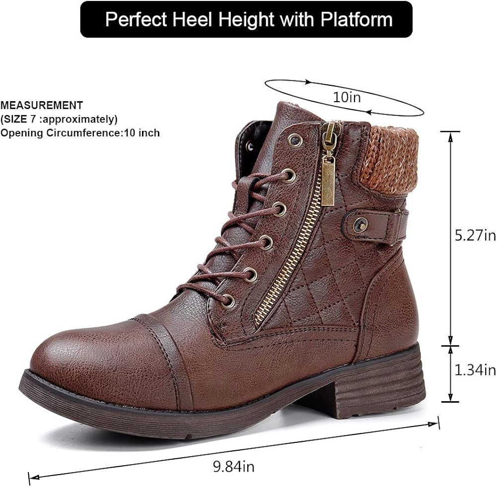 STQ Womens Combat Boots Lace up Ankle Booties Outdoor Snow Boots