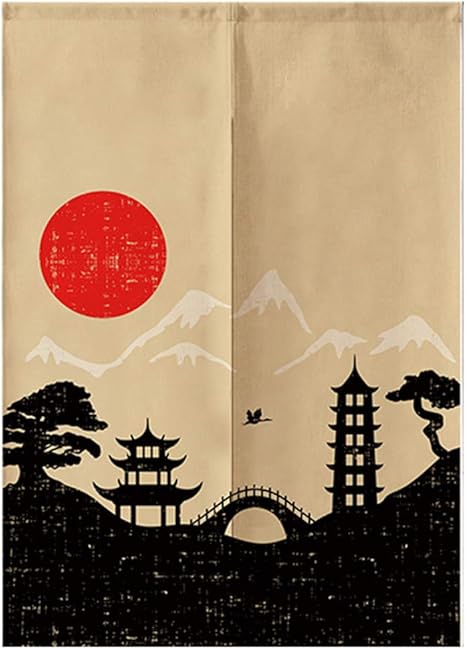 Amazon びーずのれん 75x150 営業用のれん のれん イラスト 無料 暖簾 東京 カーテン厚いくするコットンとリネン印刷する刷する居間寝室キッチン布地地ハーフカーテン仕切り風水カーテン のれん オンライン通販