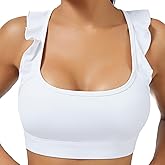 TDCQZY Women's Sports Bras Ruffled Y Back Padded Racerback Supportive Workout Yoga Bra