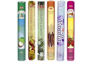 Hem Incense Sticks | 6 Boxes X 20 Sticks Each |Coconut,Strawberry Vanilla/Strawberry Jasmine, Pineapple Jasmine,Cinnamon,Vani