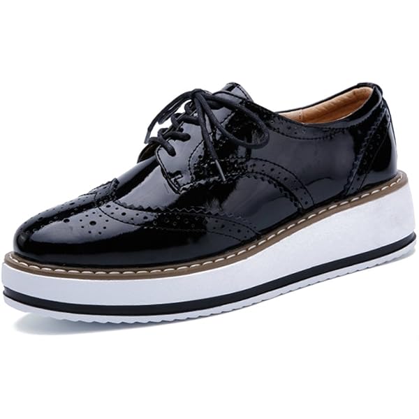 Wuiwuiyu Womens Fashion Lace Up Platform Oxfords Brogues - Main Image