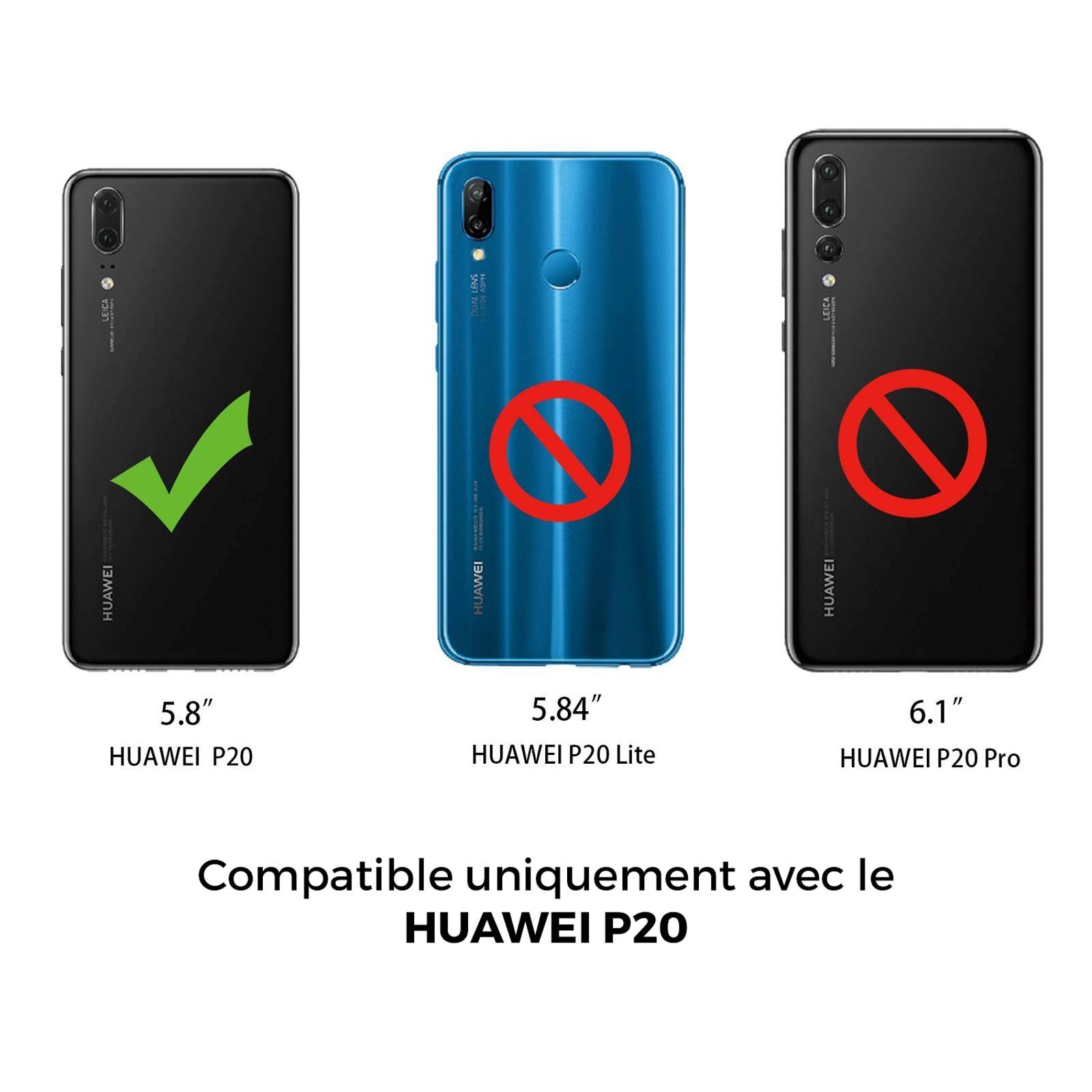 LINCIVIUS  Etui Huawei P20, Housse Huawei P20 Coque Noir Flip Cover Rabat Aimanté Avant Arriere Integrale Antichoc [30 Jours Satisfait Ou Remboursé]