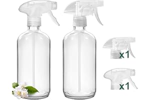 GM GMISUN GMISUN Glass Spray Bottles for Cleaning Solutions, 16oz Reusable Spray Bottles for Cleaning Solutions, 2Pack Clear Empty Cleaning Bottles for Plants - 1pcs Upgraded Nozzles Zero Leak