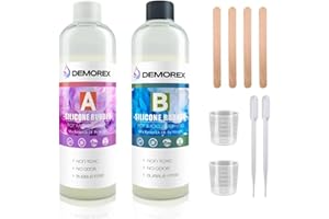 Silicone Mold Making Kit, Demorex Liquid Silicone Rubber for Resin Molds, Silicone Mold Maker, Translucent Silicone Rubber Non-Toxic Fast Cure Liquid Mold Making Silicone - 1:1 Mixing Ratio 20.4oz